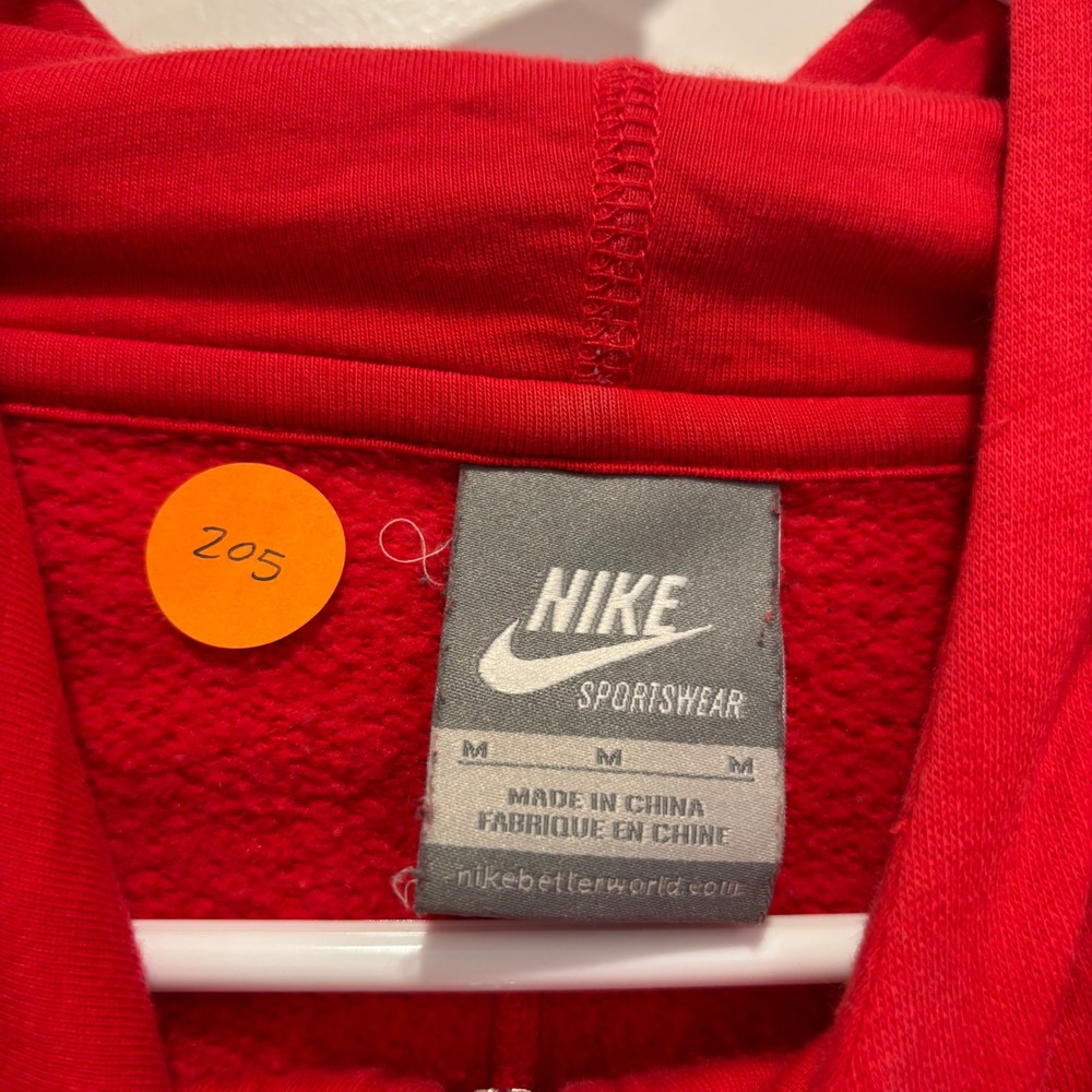 VTG Nike Sportswear Mens Red Full Zip Hoodie Yellow Graphic Blue Swoosh Size‎ M - Picture 2 of 6